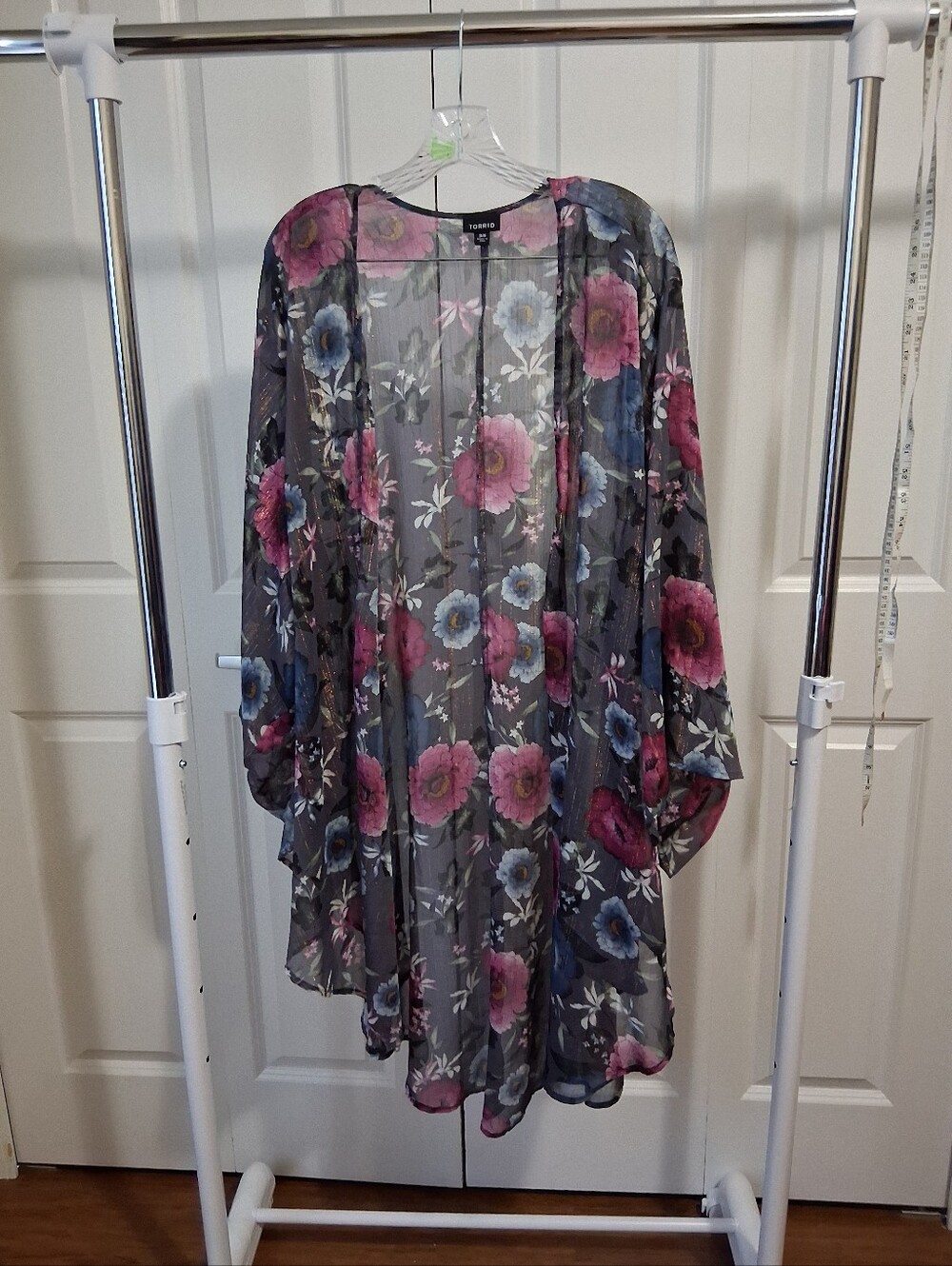 Black Sheer Floral Longline Kimono